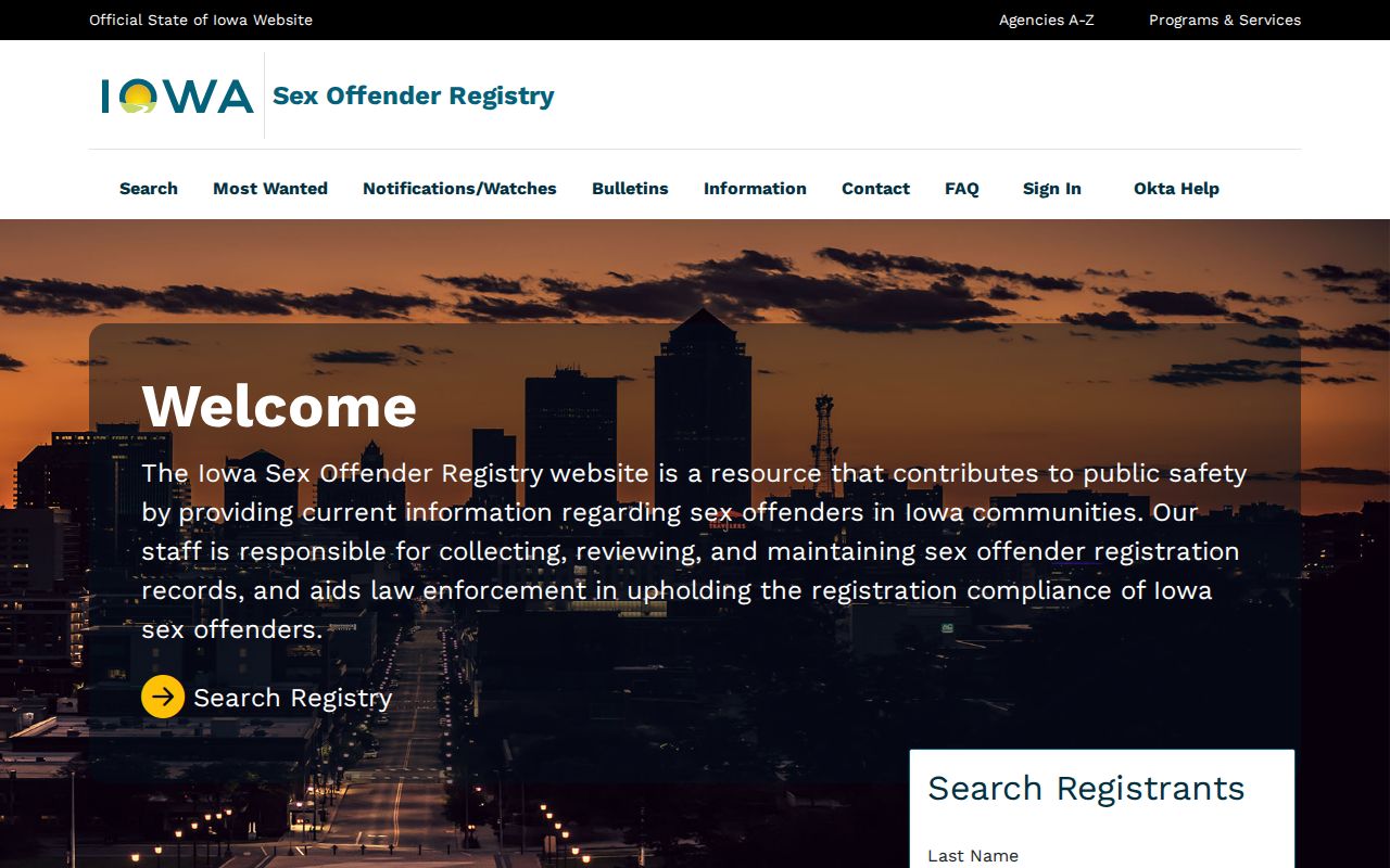 Hamilton County sex offender criminal record lookup on Iowa registry