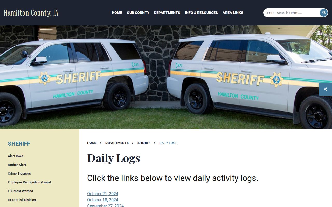 Hamilton County arrest search daily activity log index
