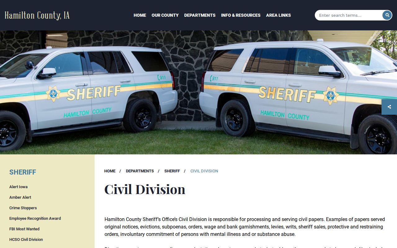 Hamilton County Sheriff office channel for arrest record routing