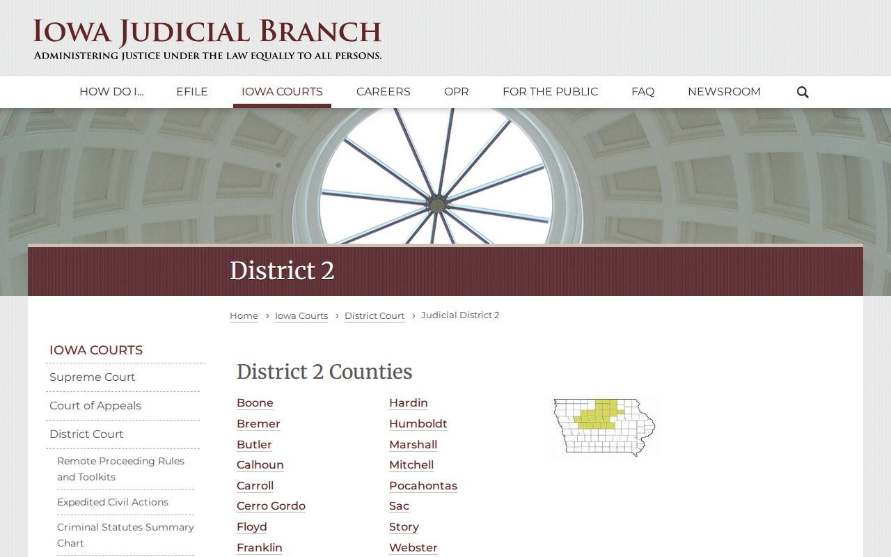 Hamilton County criminal court case information for Iowa Judicial District 2