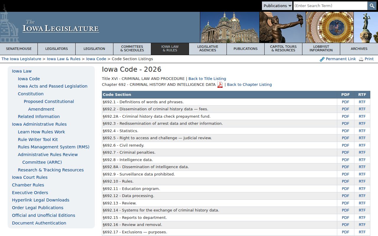Iowa criminal history dissemination law for Hamilton County sex offender records