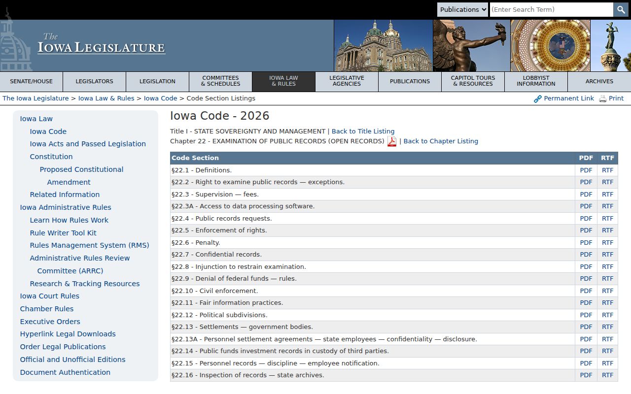 Iowa Open Records Law for Hamilton County registry information