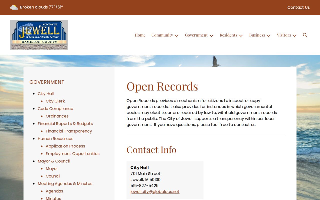 Jewell city open records channel for local record requests