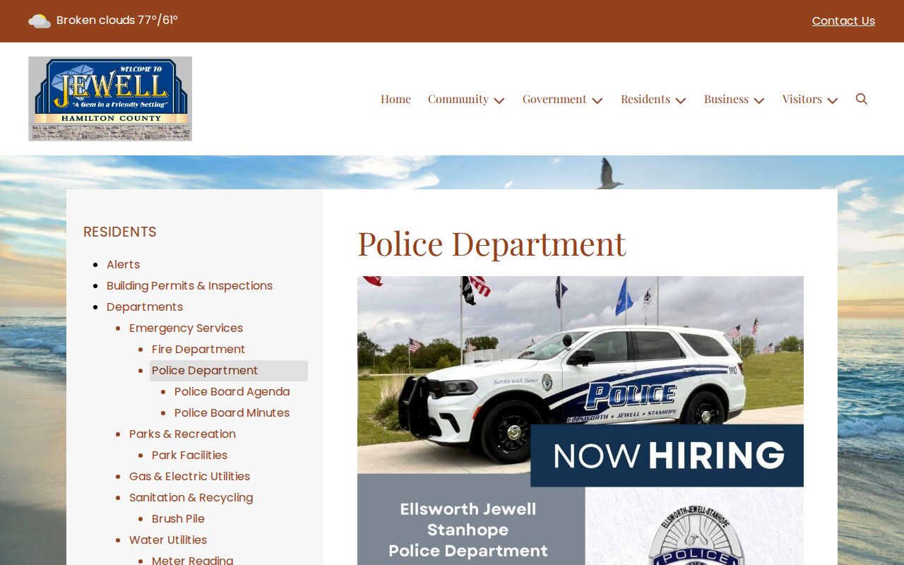 Jewell criminal record channel at Ellsworth-Jewell-Stanhope Police