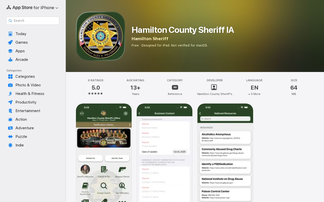 Hamilton County Sheriff app for a Jewell booking record check