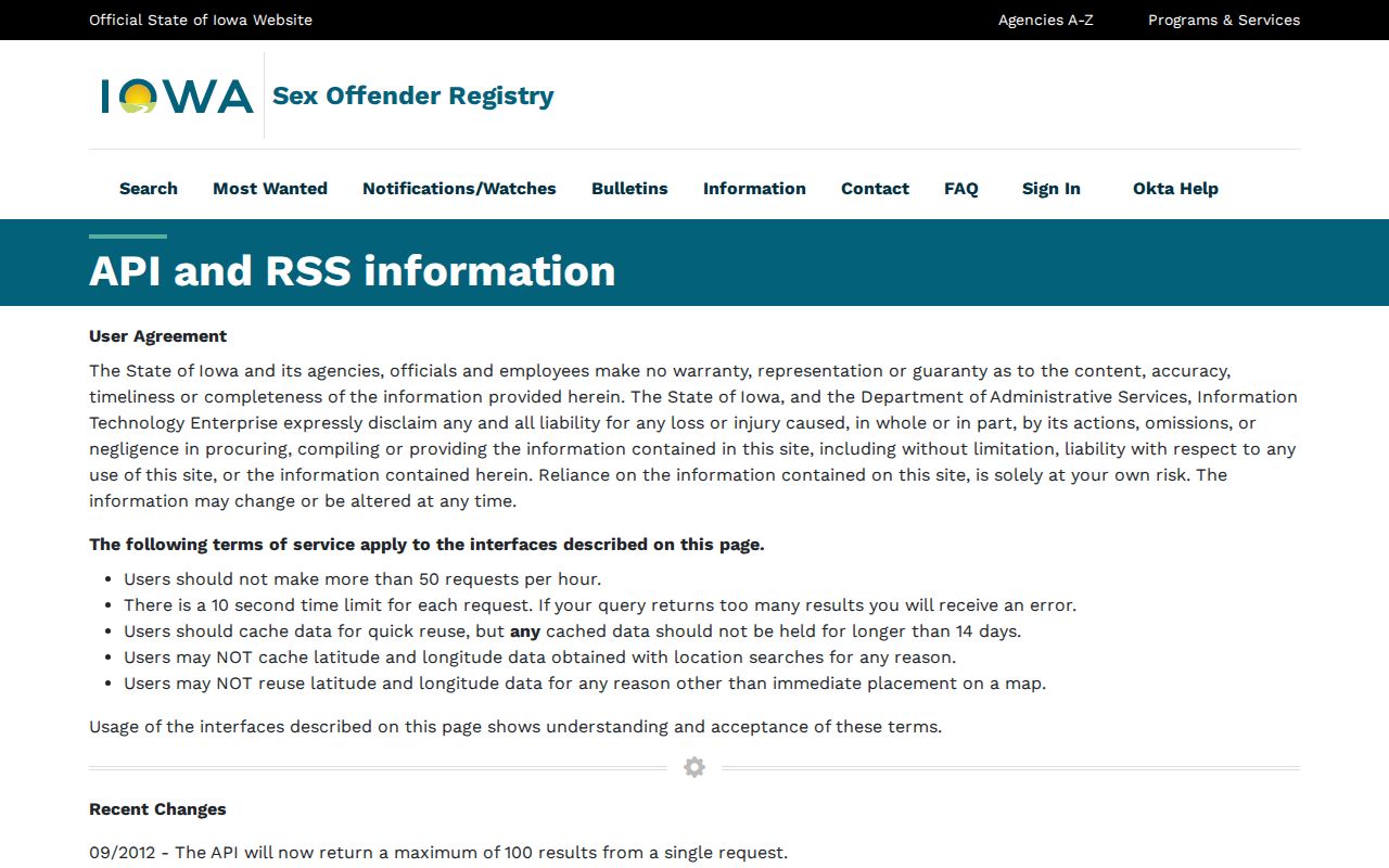 Iowa registry search specification relevant to Stratford record checks