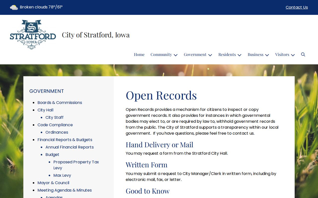 Stratford written open records rule for city record requests